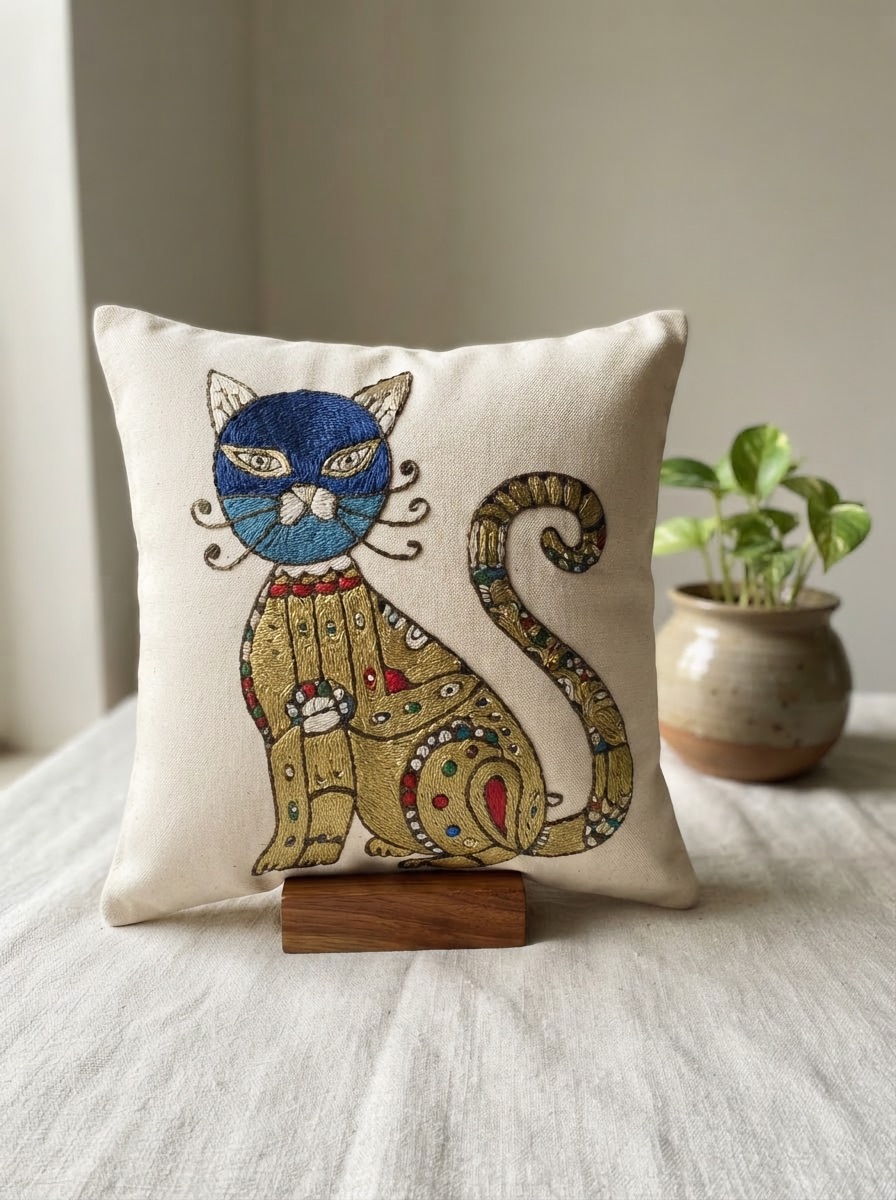 Cat cushion covers, blue face cat