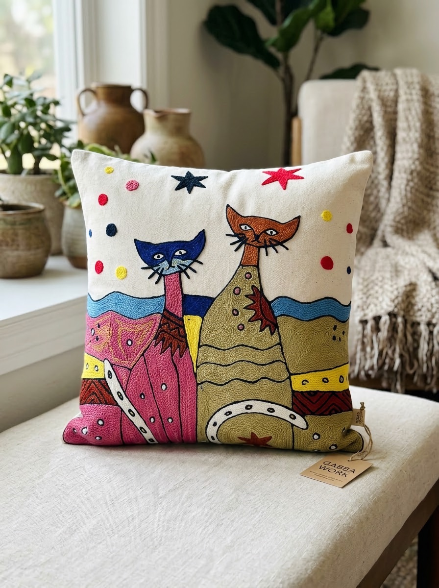 Cat cushion covers, two cats