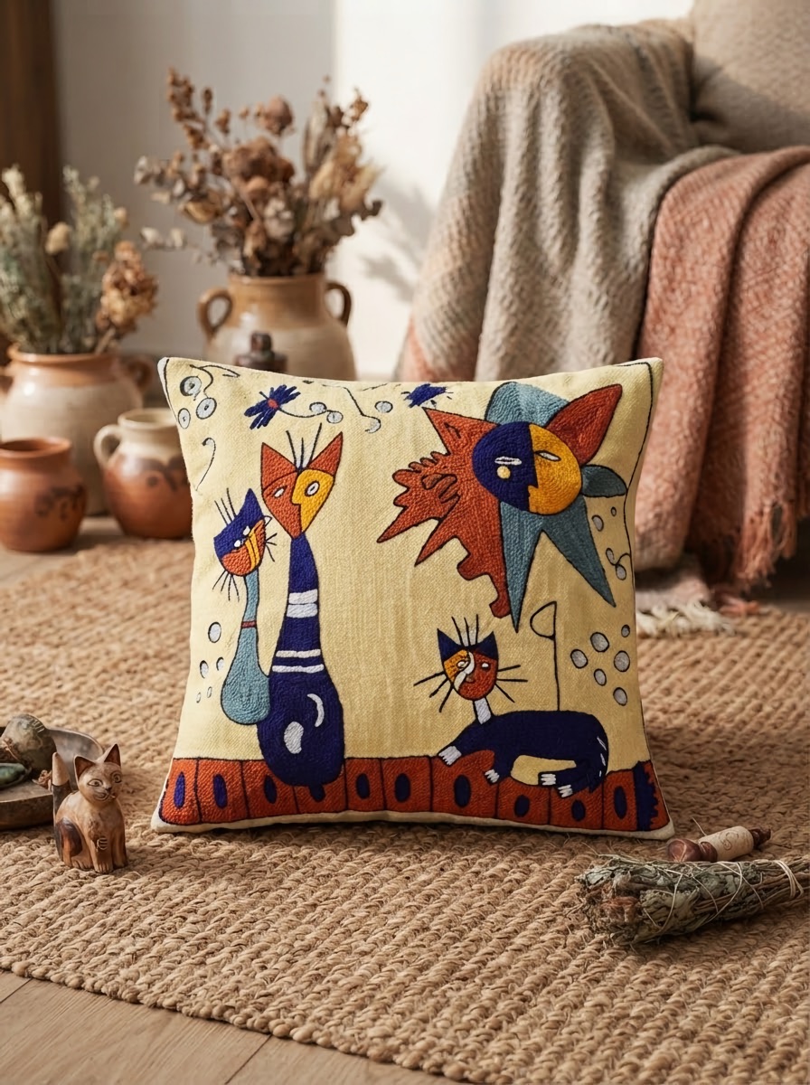 Cat cushion covers, yellow cats