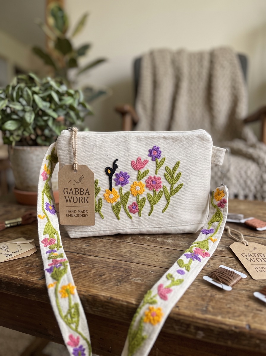 Square cross body, flowers