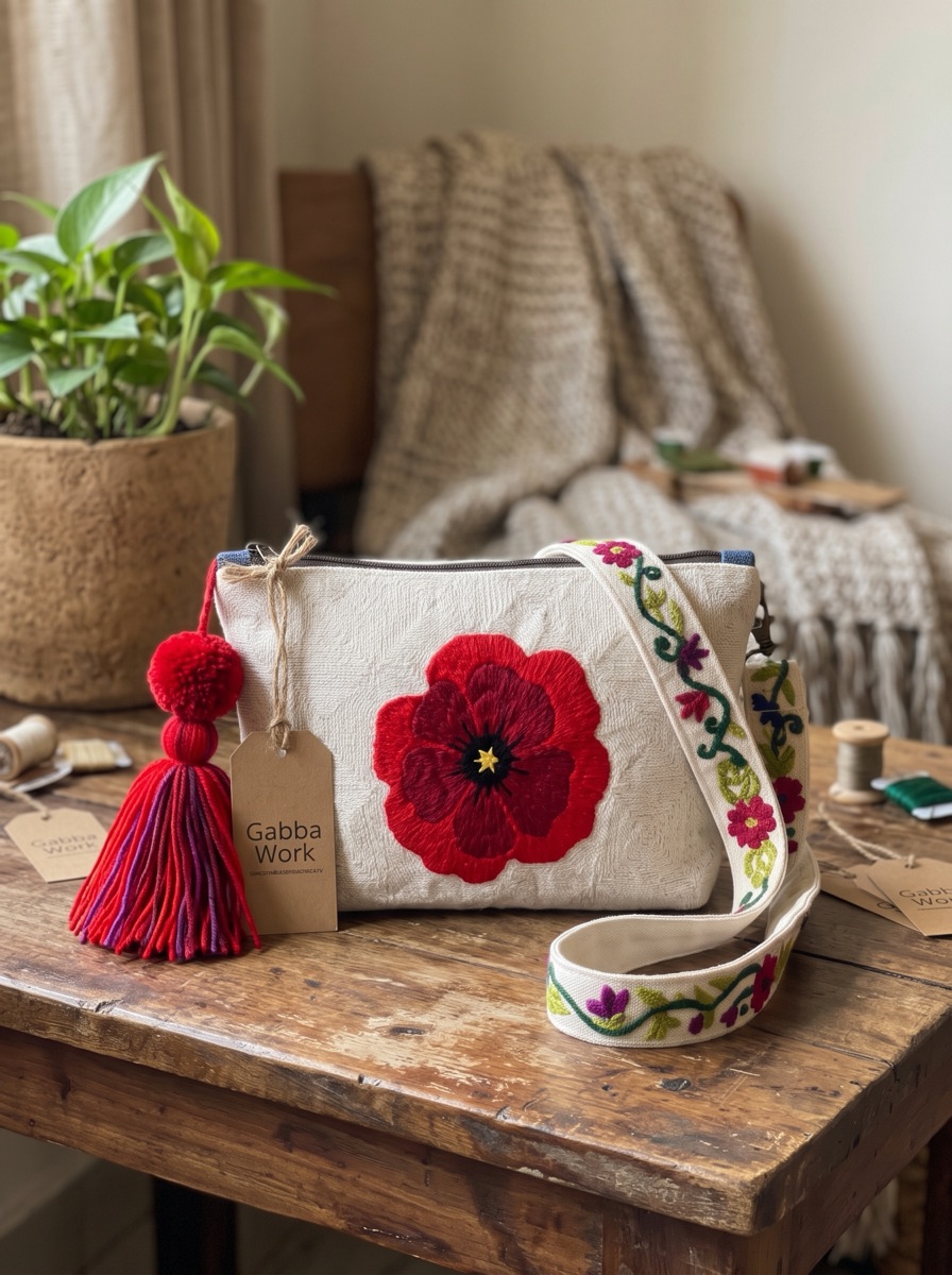 Tassel flower cross body, red flower