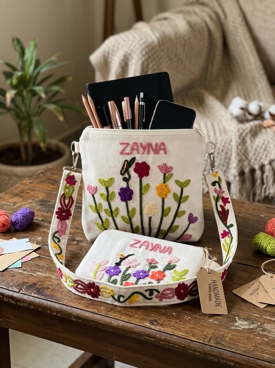 Customised pouch and cross body set