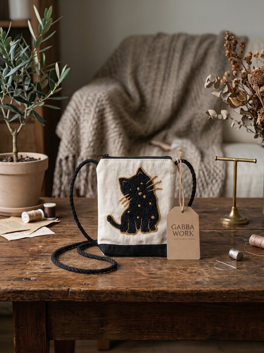 Dori pouch, black cat