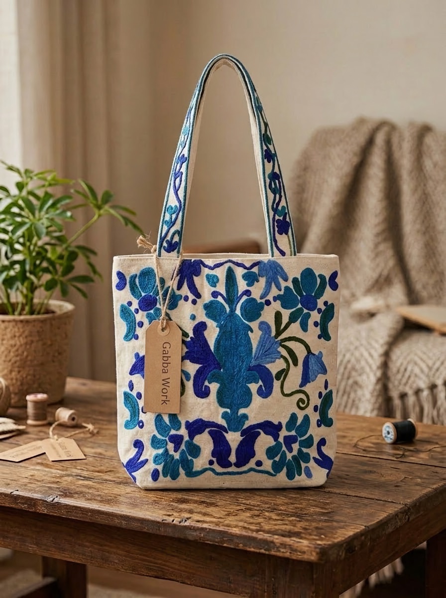 Khaddi bag, blue floral