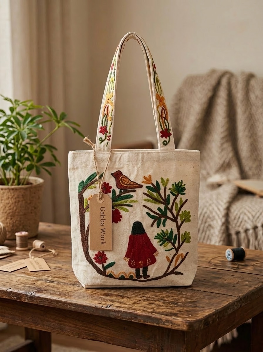 Khaddi bag, girl with a bird