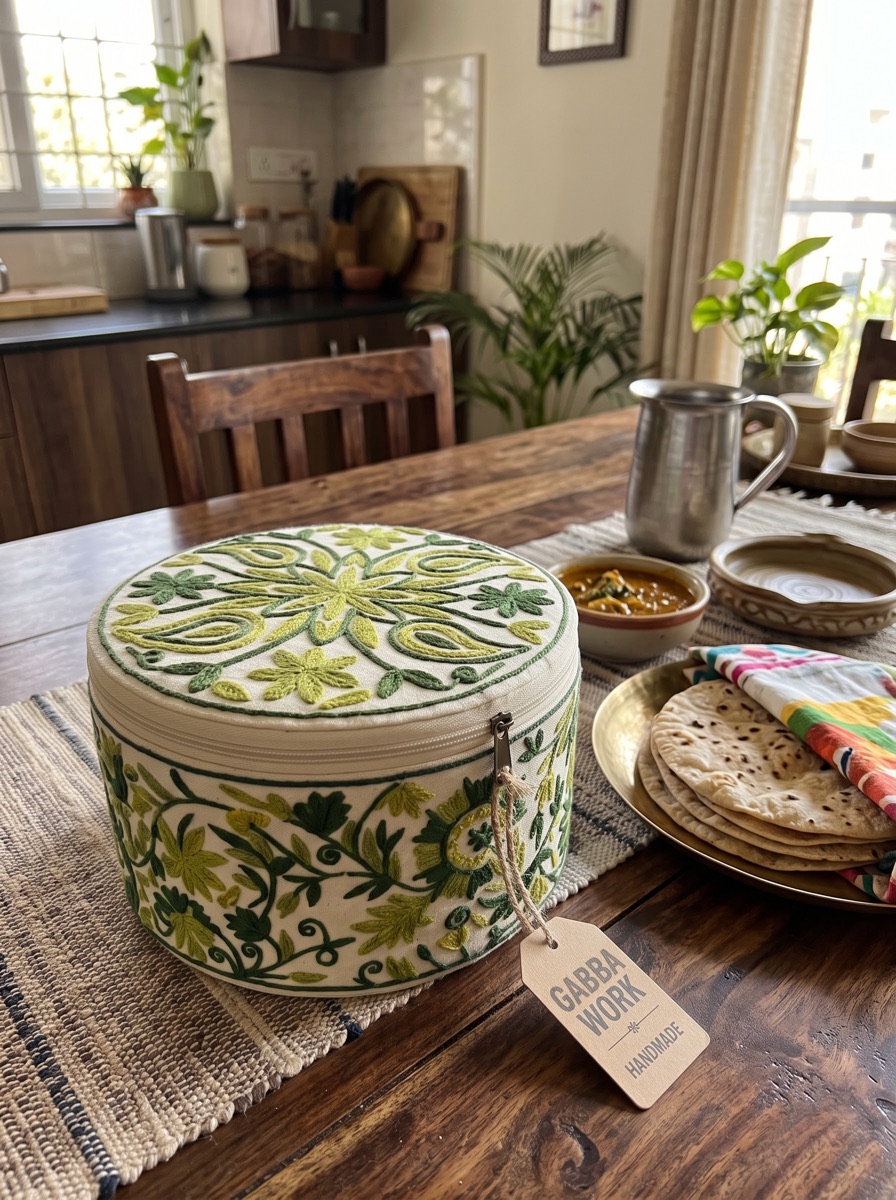 Roti holder (hot pot), green florals