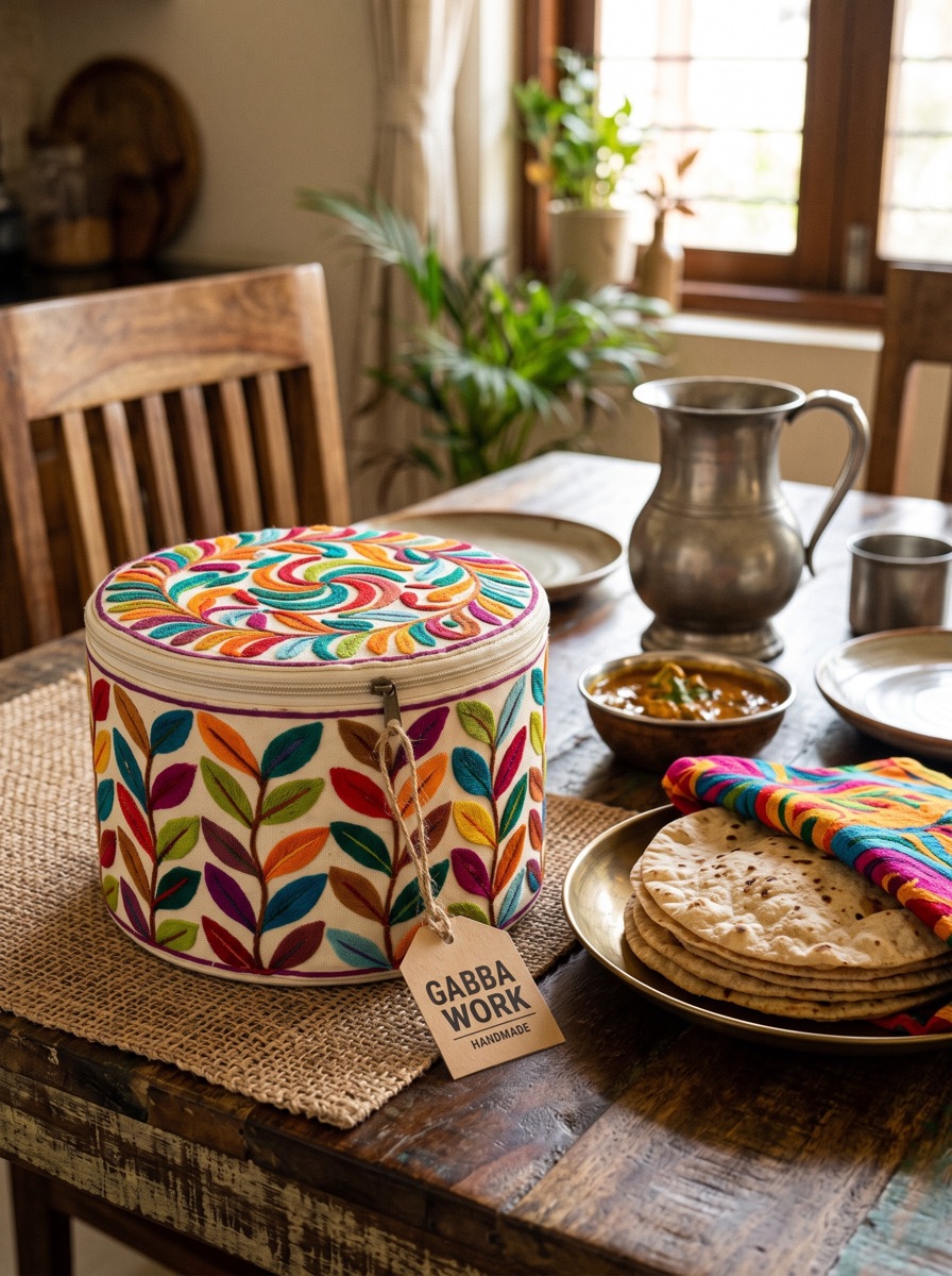 Roti holder (hot pot), multicolour leaves
