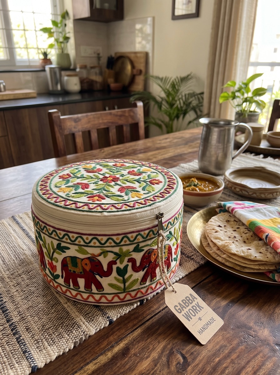 Roti holder (hot pot), red elephants