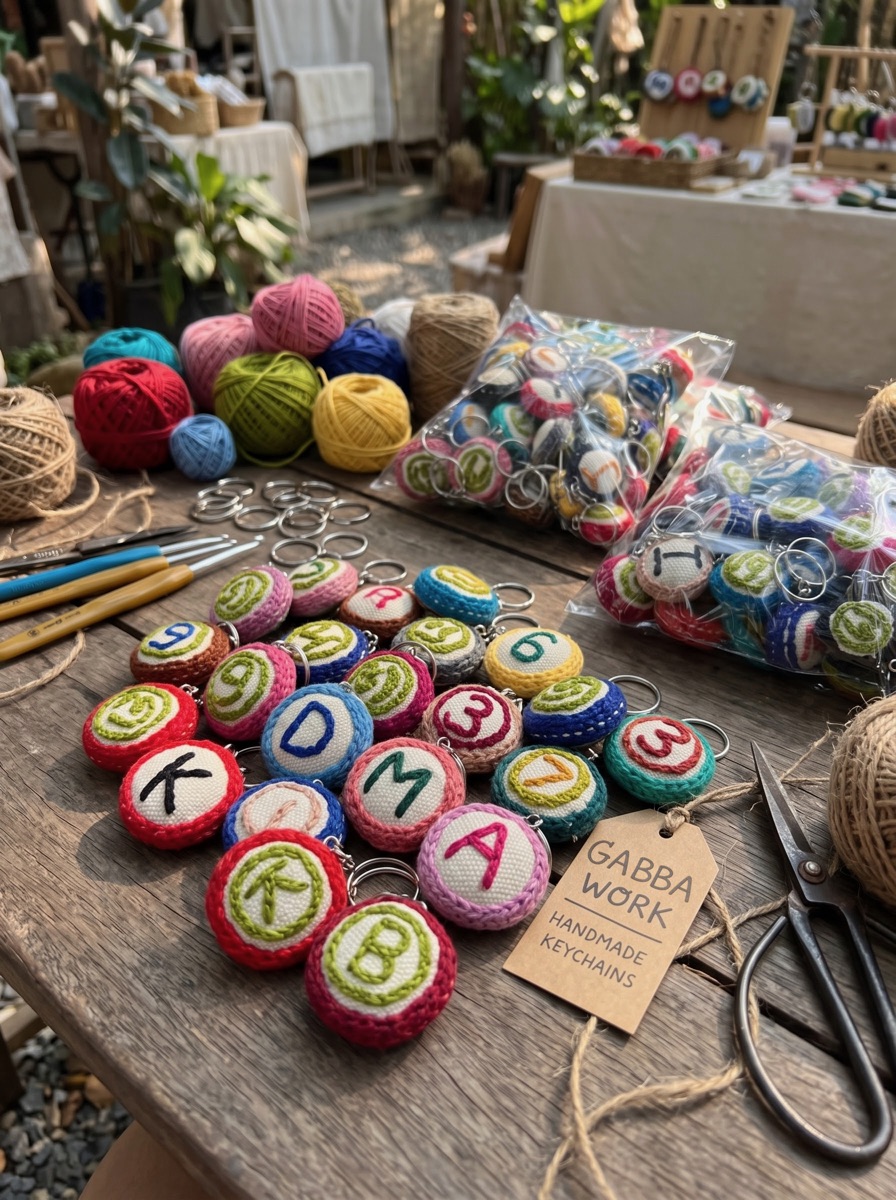 Round alphabet keychain