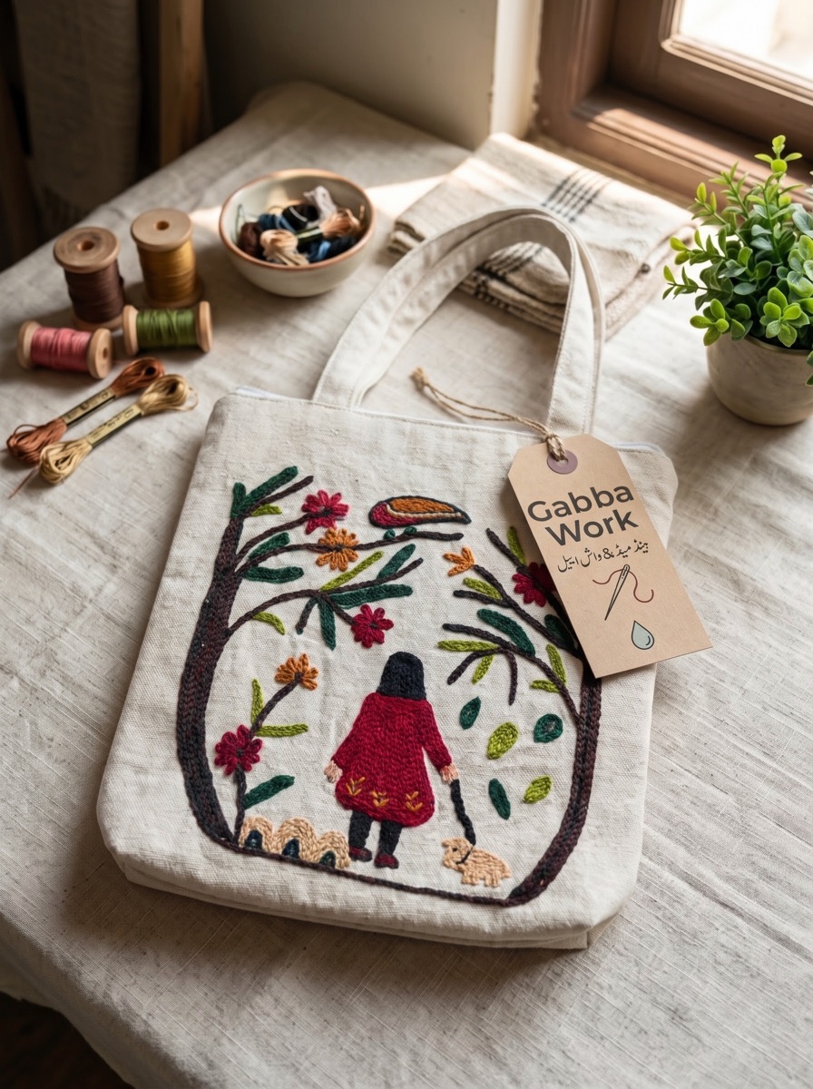 Story bag, girl under the trees