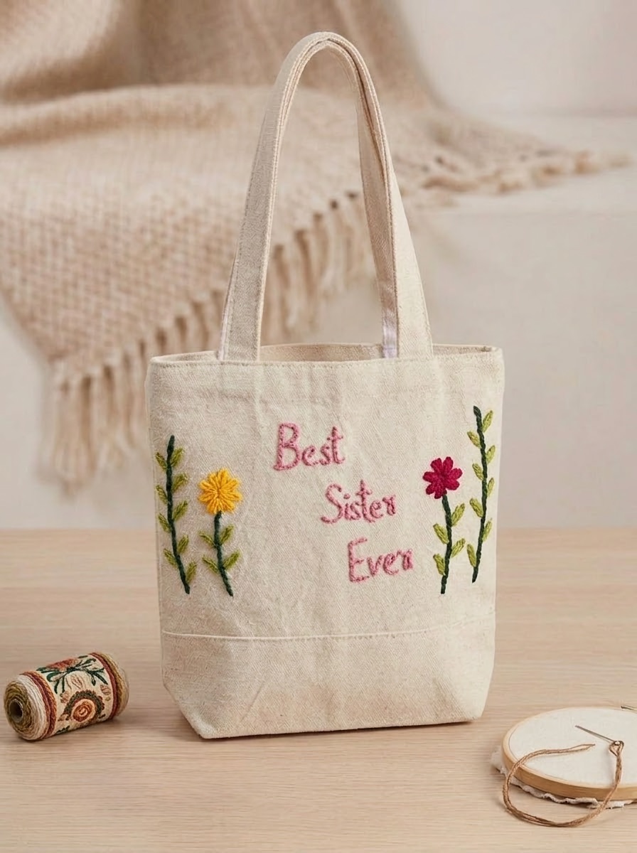 Embroidered tote bag, Best Sister Ever
