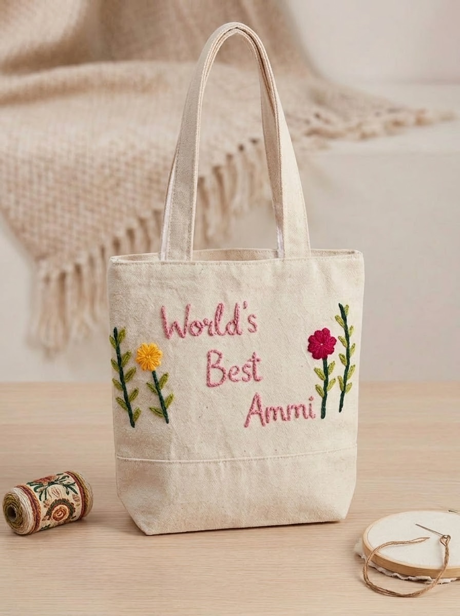 Embroidered tote bag, World's Best Ammi