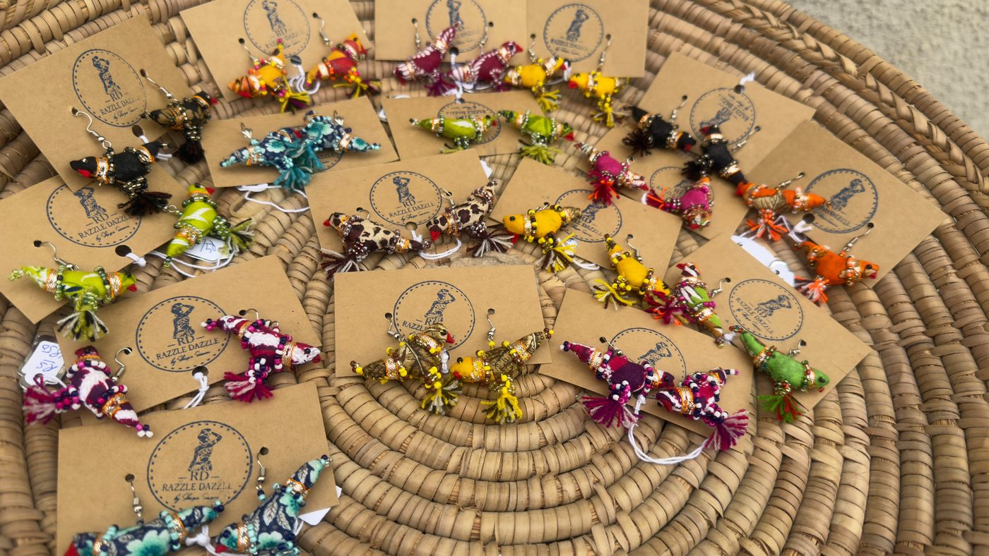 Fabric bird earrings