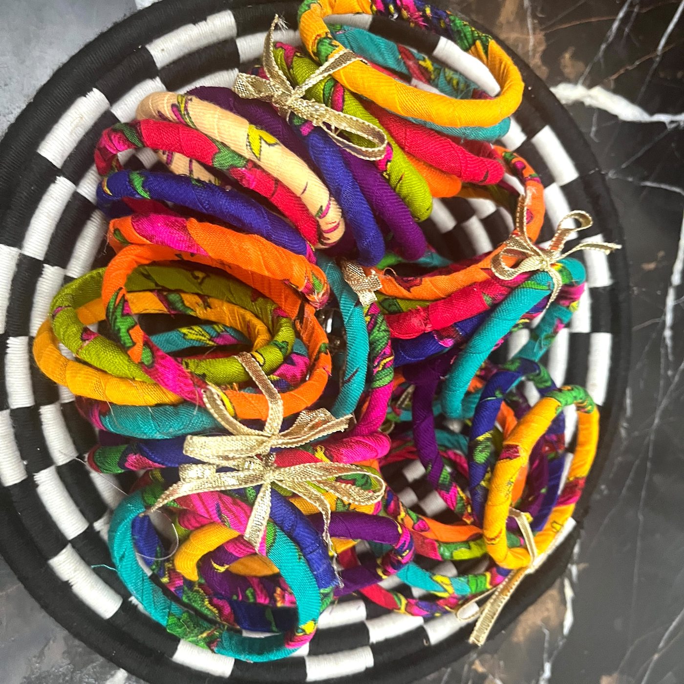 Fabric bangles, set of 6