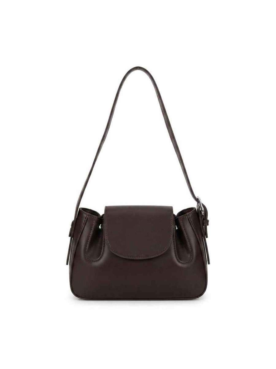 Oval crossbody bag, dark brown